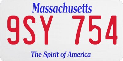 MA license plate 9SY754