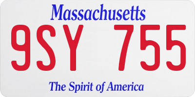 MA license plate 9SY755