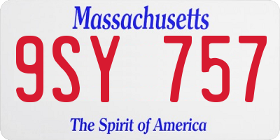 MA license plate 9SY757