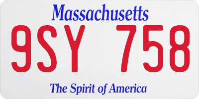 MA license plate 9SY758
