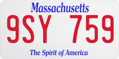 MA license plate 9SY759