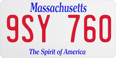MA license plate 9SY760