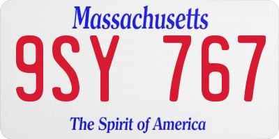 MA license plate 9SY767