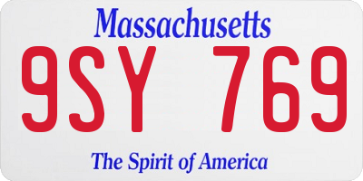 MA license plate 9SY769