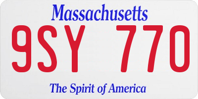 MA license plate 9SY770