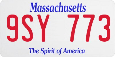 MA license plate 9SY773