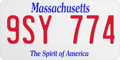 MA license plate 9SY774