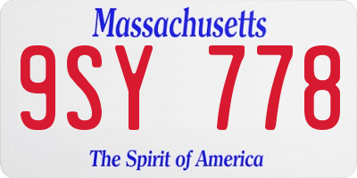 MA license plate 9SY778