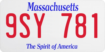 MA license plate 9SY781