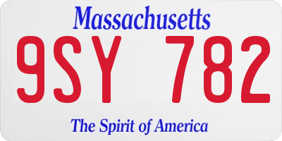MA license plate 9SY782