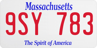 MA license plate 9SY783
