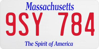 MA license plate 9SY784