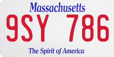 MA license plate 9SY786