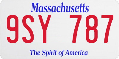 MA license plate 9SY787