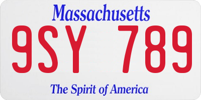 MA license plate 9SY789