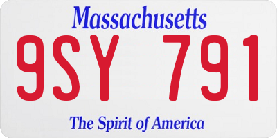 MA license plate 9SY791
