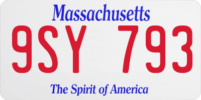MA license plate 9SY793