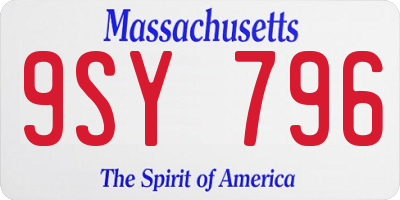 MA license plate 9SY796