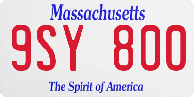 MA license plate 9SY800