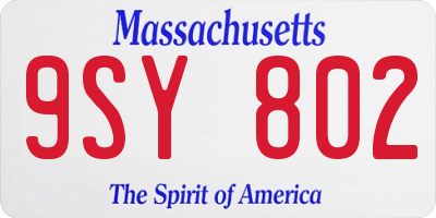 MA license plate 9SY802