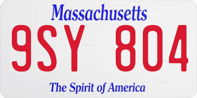 MA license plate 9SY804