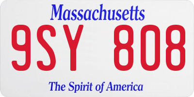 MA license plate 9SY808