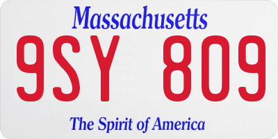 MA license plate 9SY809