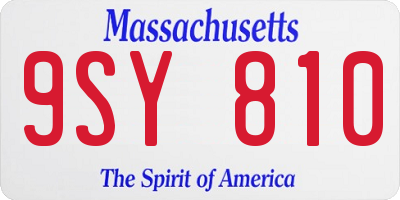 MA license plate 9SY810