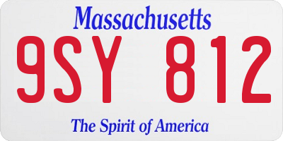 MA license plate 9SY812