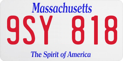 MA license plate 9SY818