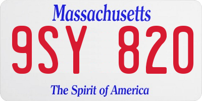 MA license plate 9SY820