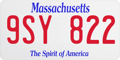 MA license plate 9SY822
