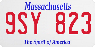 MA license plate 9SY823