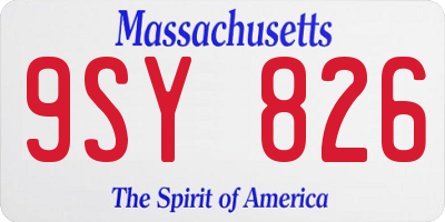 MA license plate 9SY826