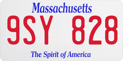 MA license plate 9SY828