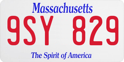 MA license plate 9SY829