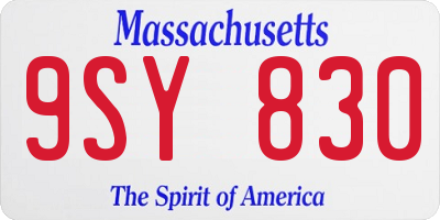 MA license plate 9SY830
