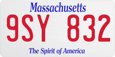 MA license plate 9SY832