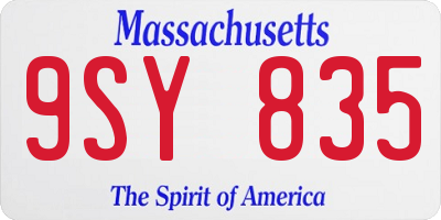 MA license plate 9SY835