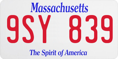 MA license plate 9SY839