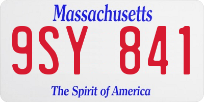 MA license plate 9SY841