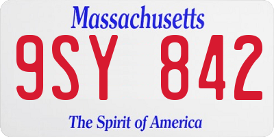 MA license plate 9SY842