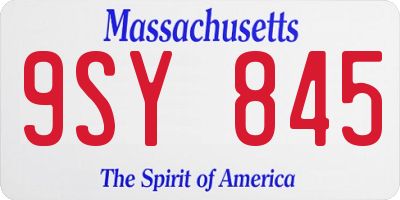 MA license plate 9SY845