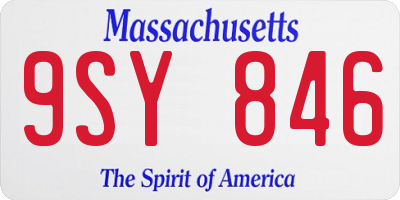 MA license plate 9SY846