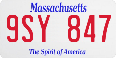 MA license plate 9SY847