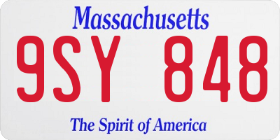 MA license plate 9SY848
