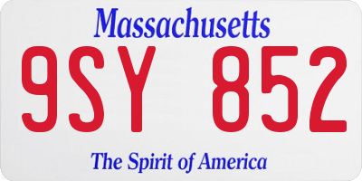 MA license plate 9SY852