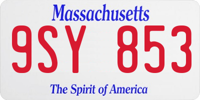 MA license plate 9SY853