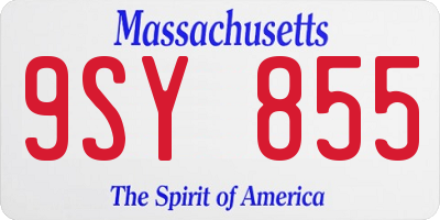 MA license plate 9SY855