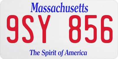 MA license plate 9SY856